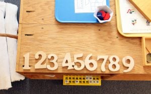 wooden numbers on table